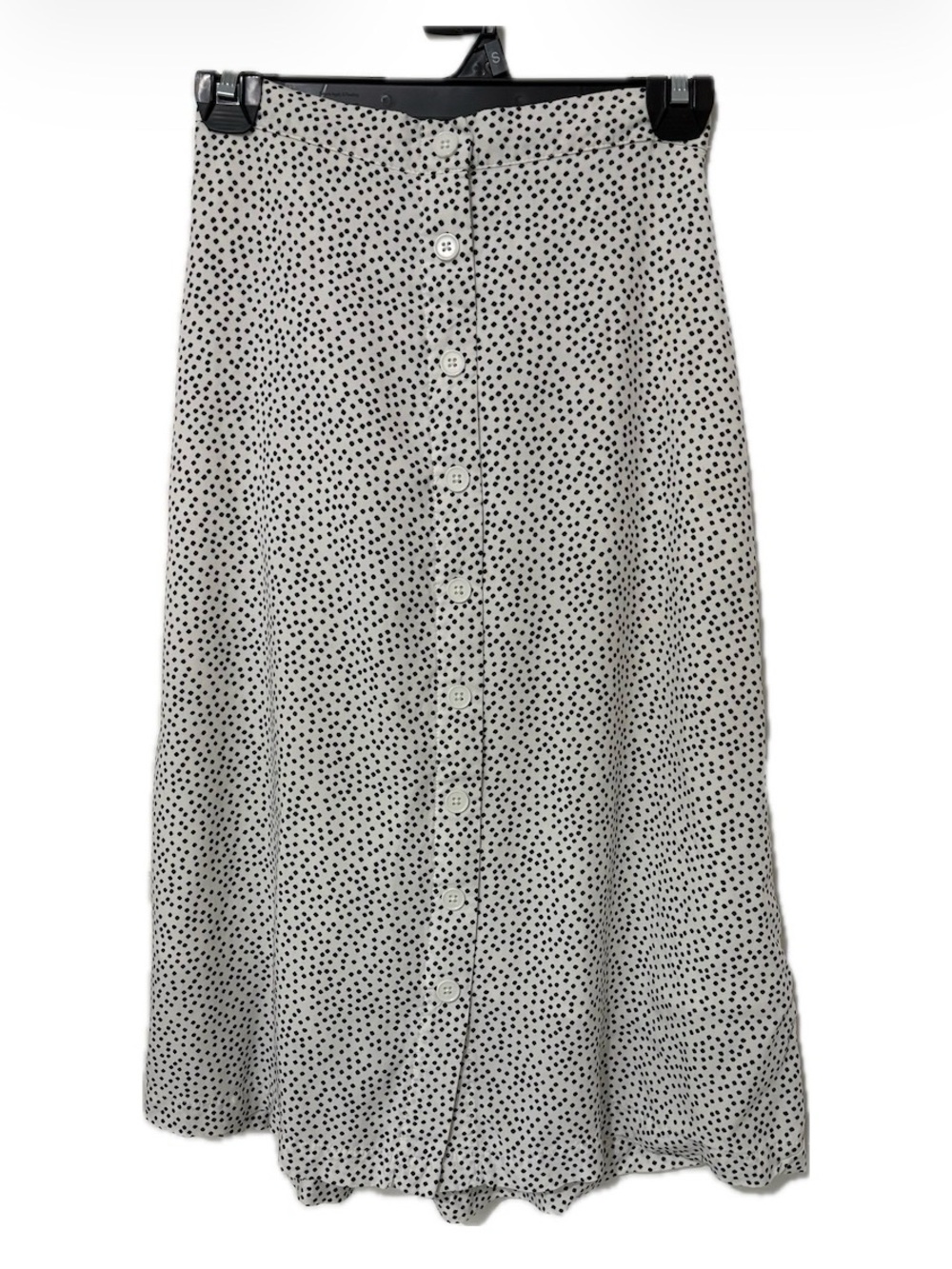Old Navy White Black Polka Dot Button Front Midi Skirt XS